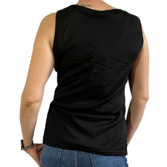 PRETTY ANGEL Black Iridescent Beaded Silk Tank S/M - Picture 2 of 10